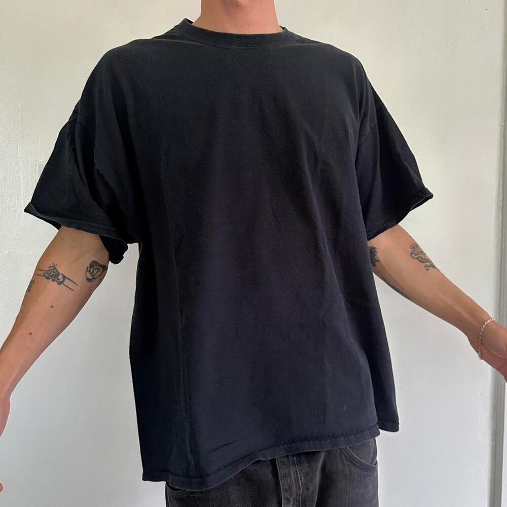 Y2K Black faded heavy cotton oversized boxy blank tee shirt